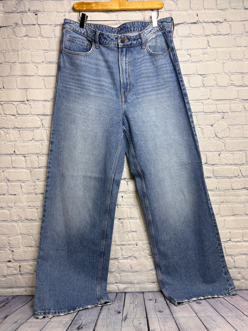 & Denim Wide Leg High Waist Boho Preppy Casual Classic Minimalist Jeans 14 - Picture 2 of 12